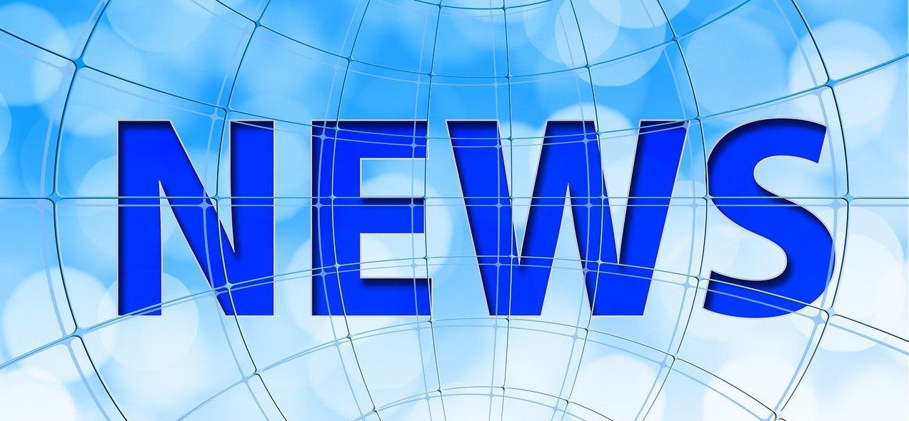 The word "news", all in capital letters, on a blue background with meridian lines.