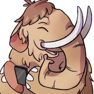 a drawing of a very cute elephant with long tusks -- Mastodon's original logo