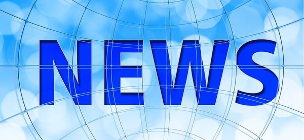 The word "news", all in capital letters, on a blue background with meridian lines.