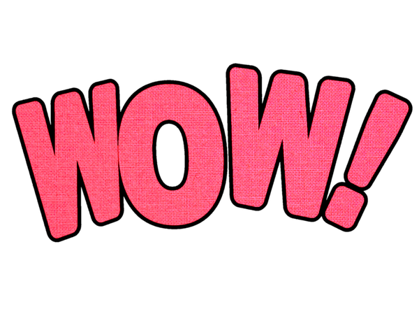 Wow! in big pink letters